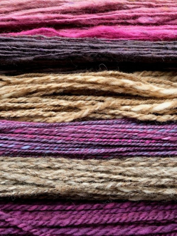 A variety of handspun yarns