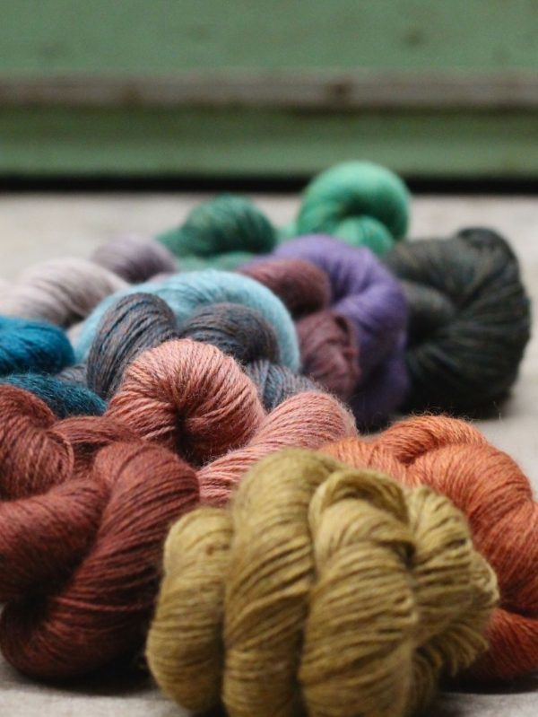 A delicious rainbow of yarn skeins